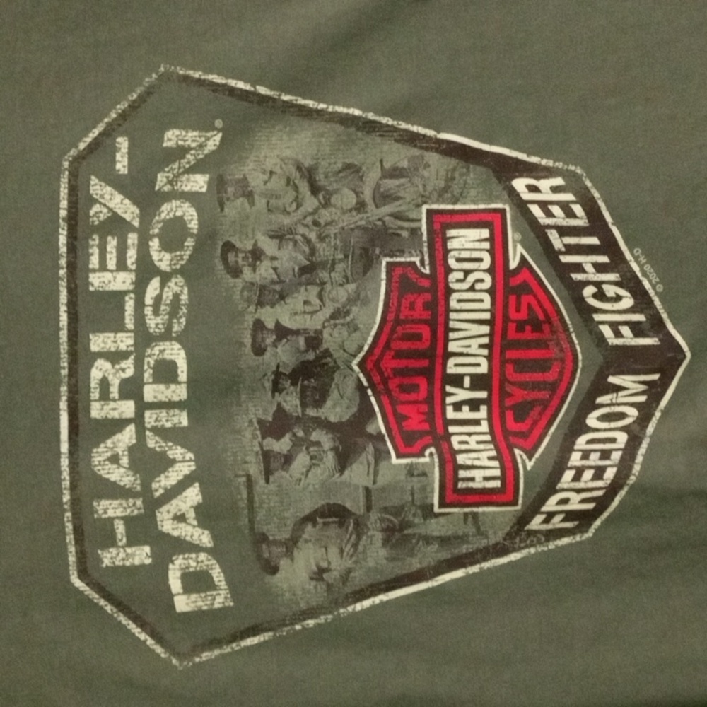 Harley-Davidson OD Green Short Sleeve Freedom Fighter Tee Mens Large
